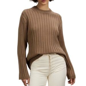 SAMSOE SAMSOE NWT Ribbed Knit Chloe Sweater Size Large in Caribou Brown